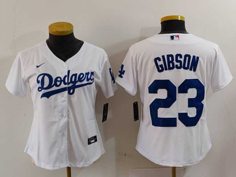 Women%27s Los Angeles Dodgers #23 Kirk Gibson White Cool Base Stitched Jersey